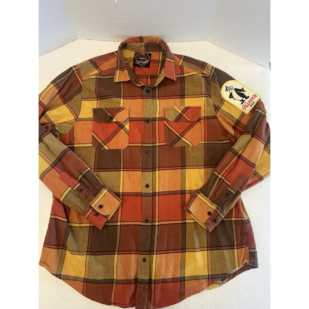 Angry Minnow Flannel Plaid Shirt Hams Bear Hockey Stick Men's Size XL